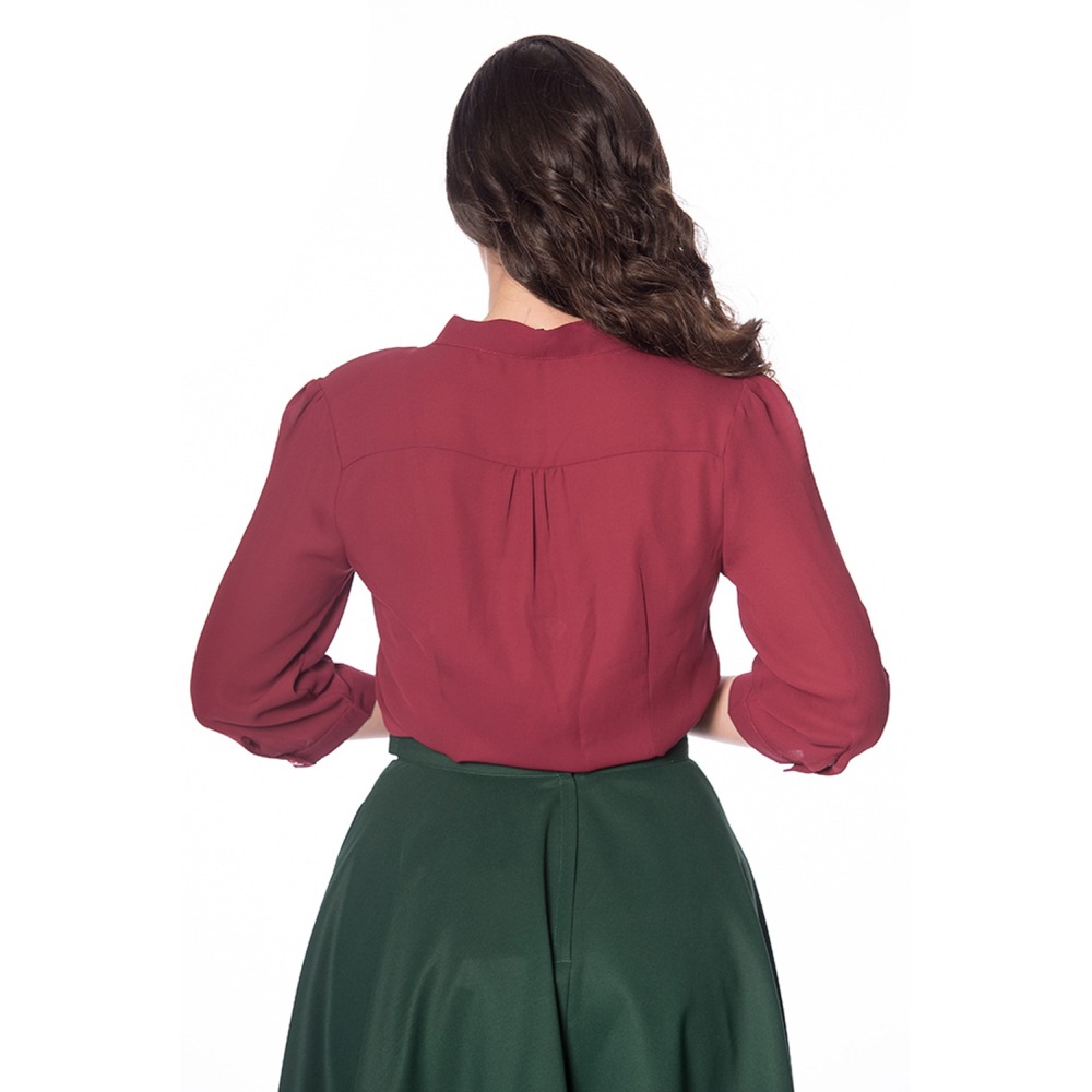 Dancing Days - PERFECT PUSSYBOW Blouse - Bordeaux rood